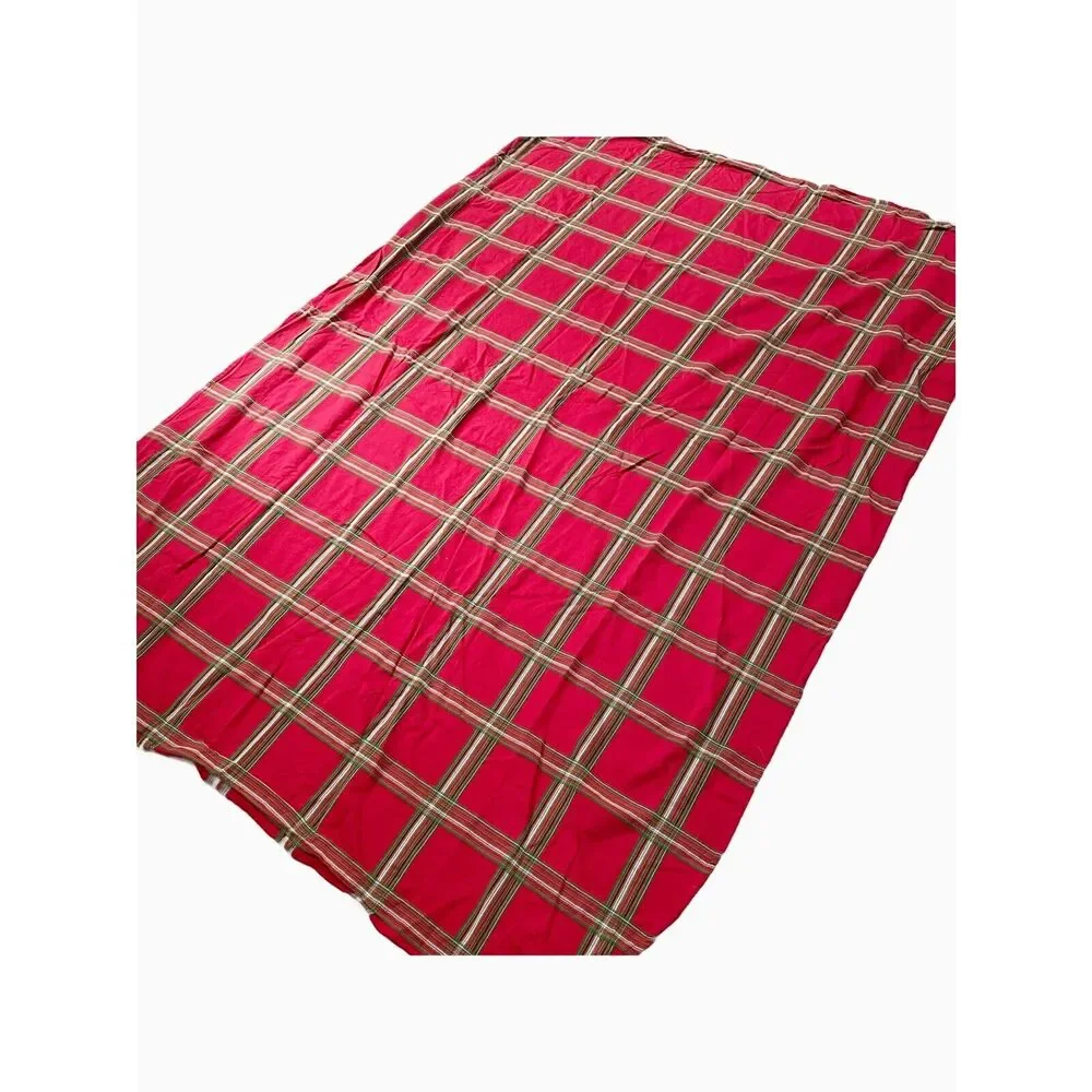 Lenox Cotton Fabric Tablecloth Red & Green Plaid Oval Rustic Country Farmhouse